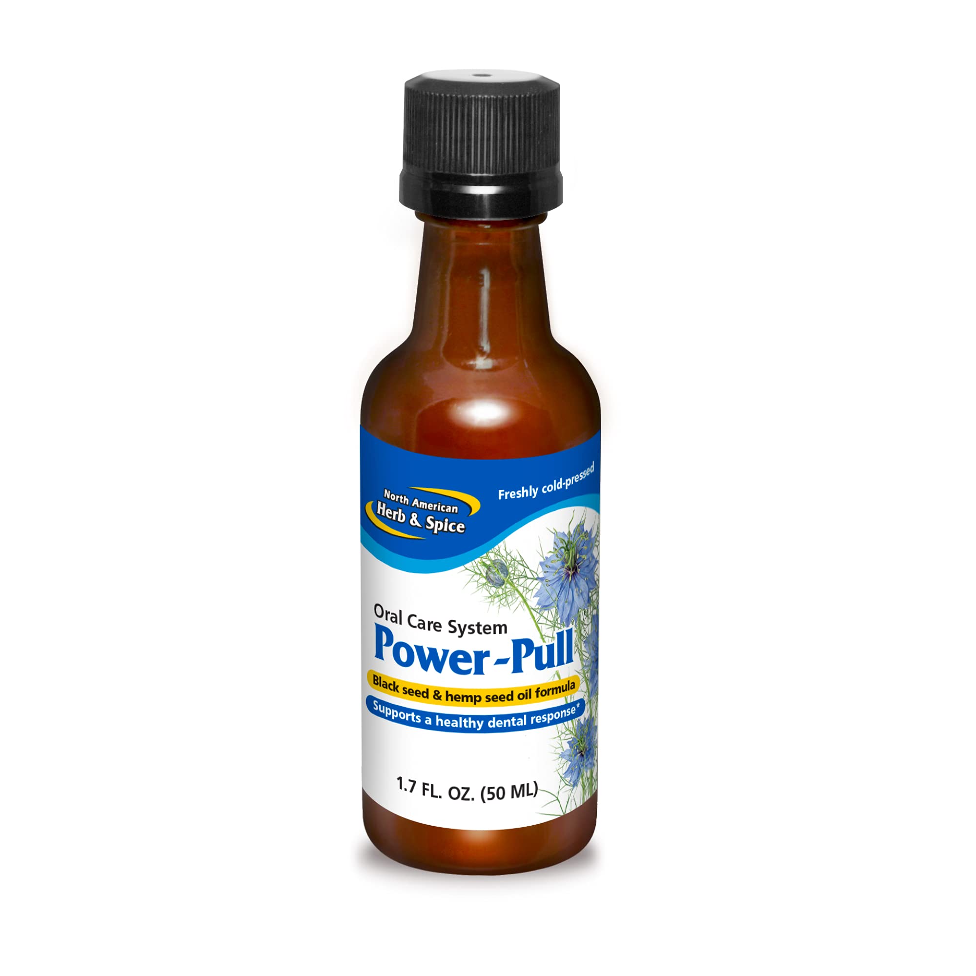 Power-Pull: botella de cuidado bucal con aceites naturales para encías sanas.