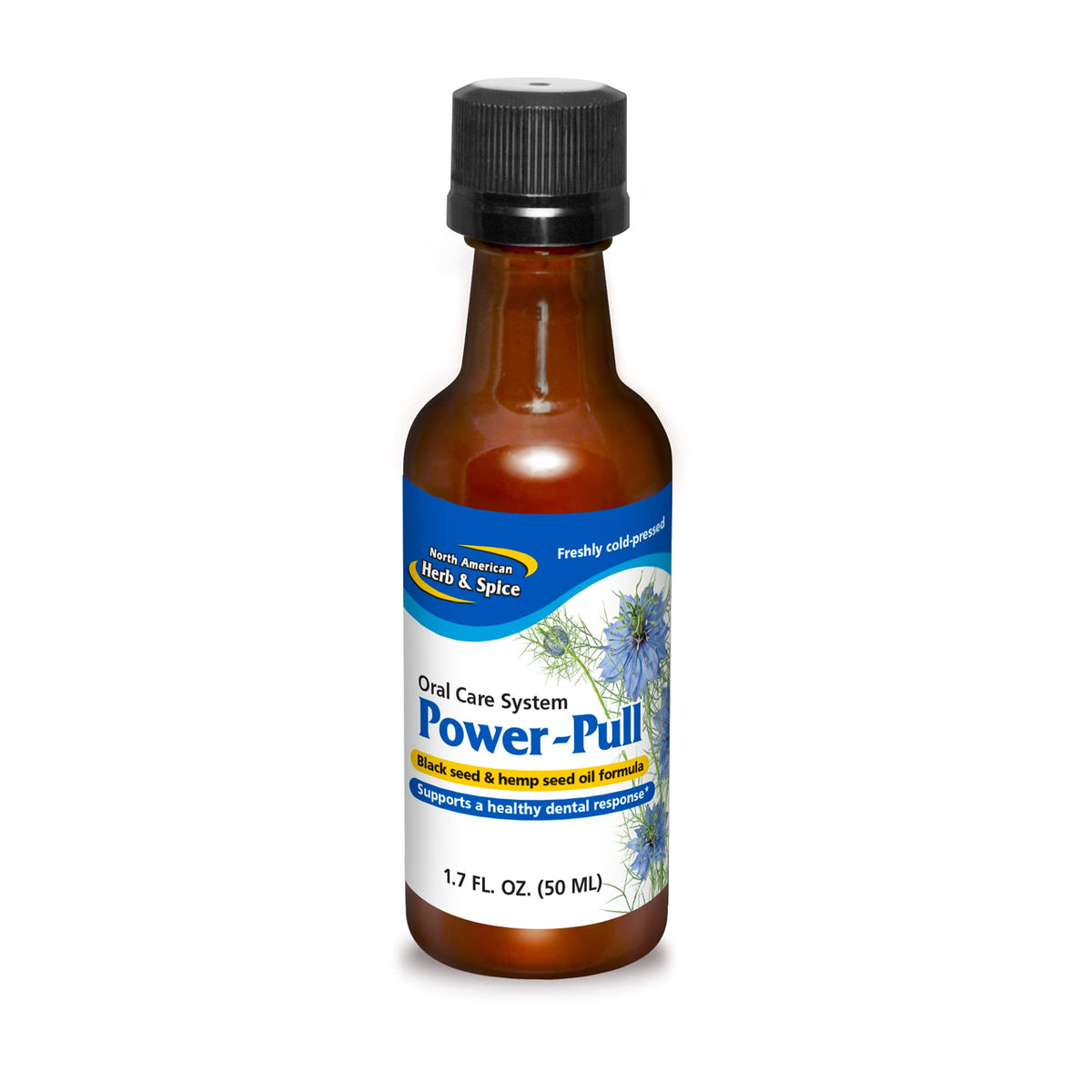 Power-Pull: botella de cuidado bucal con aceites naturales para encías sanas.