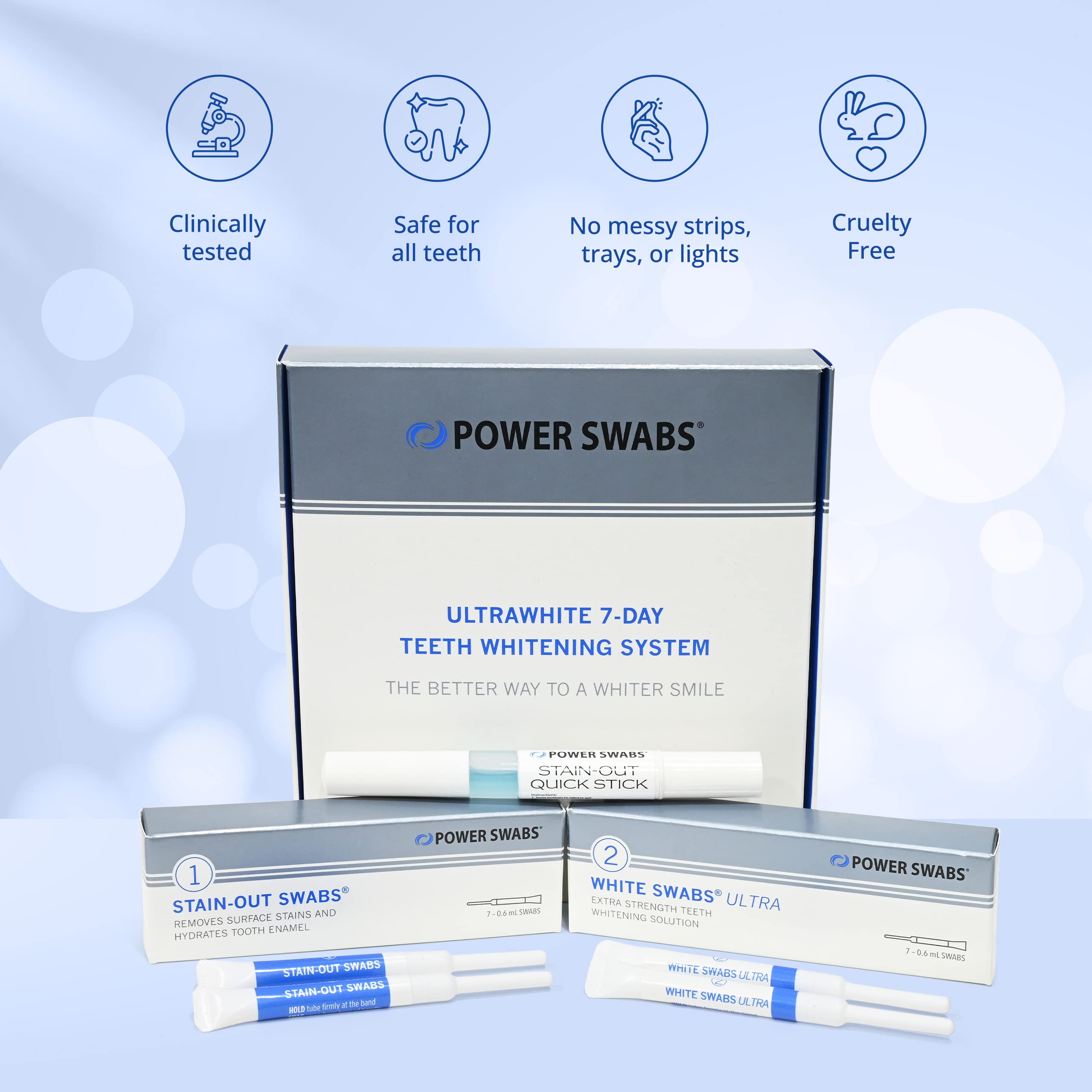 Power Swabs dientes-brillantes: sonrisa más brillante tras cada sesión.