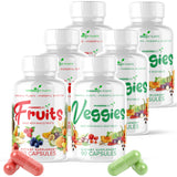 POWERED X PLANTS cápsulas de frutas y verduras en botella para bienestar diario.