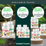 POWERED X PLANTS etiqueta vegana sin OGM ni gluten.