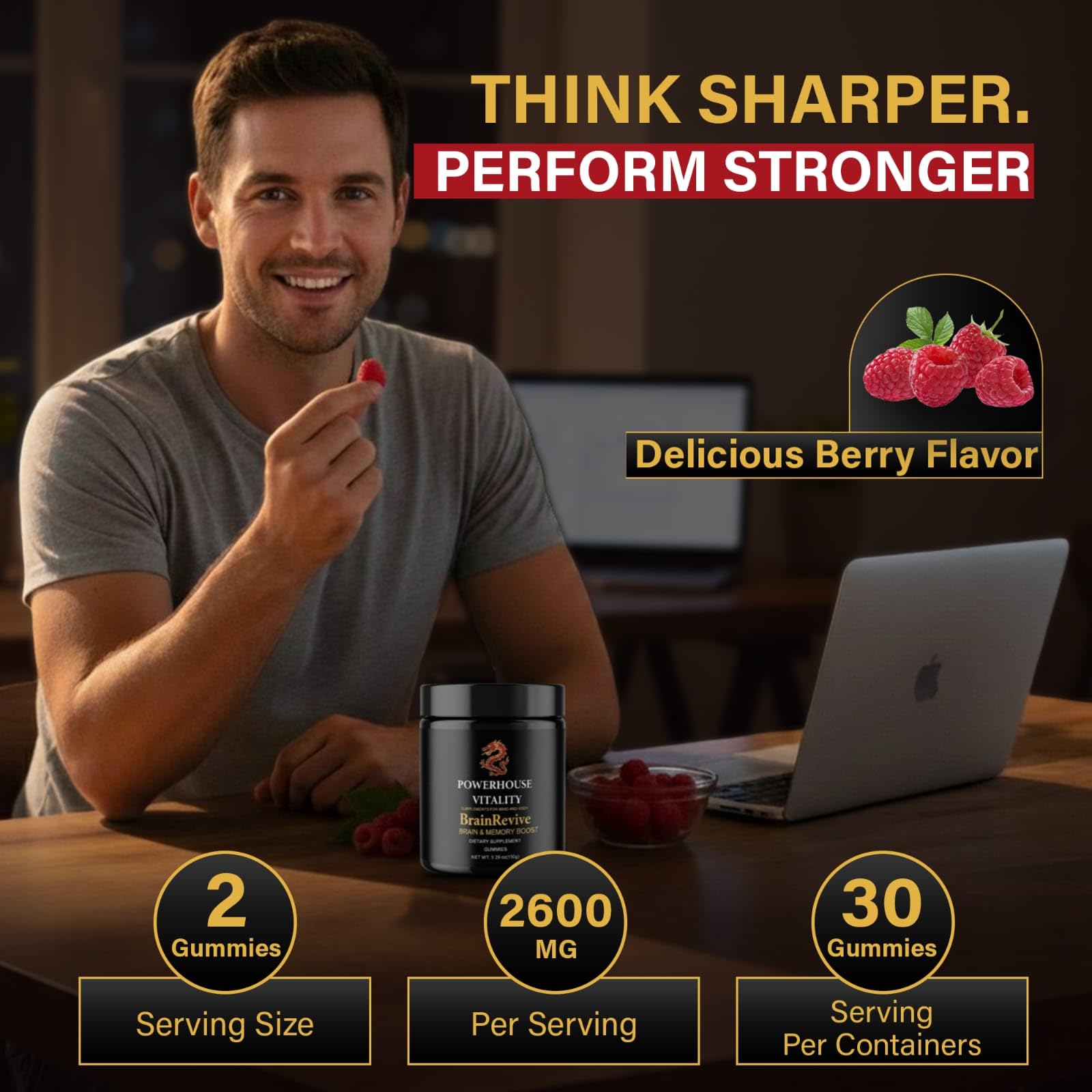 Powerhouse Vitality BrainRevive: fórmula sin cafeína para días tranquilos