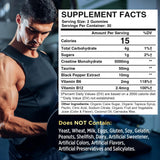 Etiqueta clara de Powerific Gomitas, fórmula para energía y resistencia durante el entrenamiento.