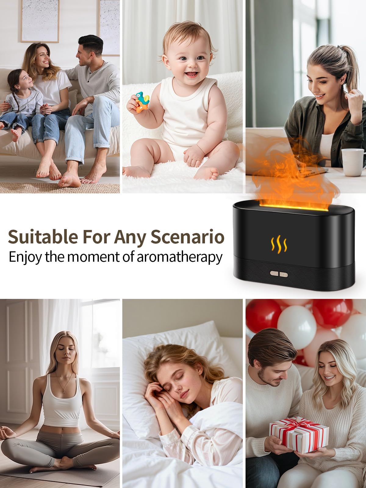 Flame de PrawPawtic con iluminación multicolor para ambientes relajantes