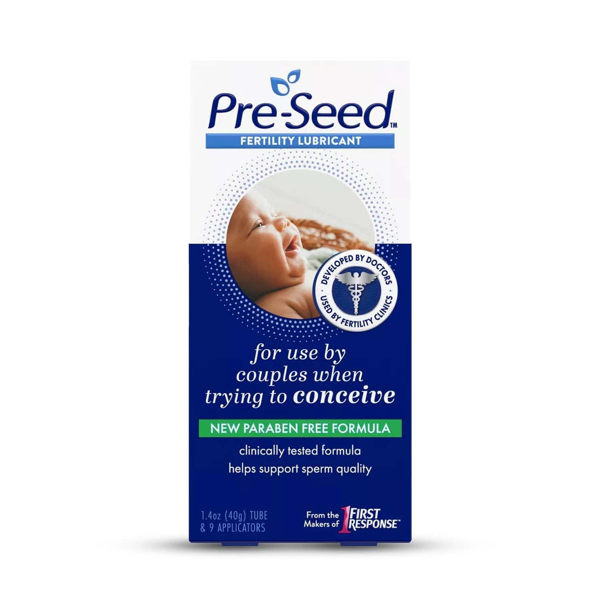 Lubricante Pre-Seed en tubo de 40 g para uso cómodo durante la intimidad.