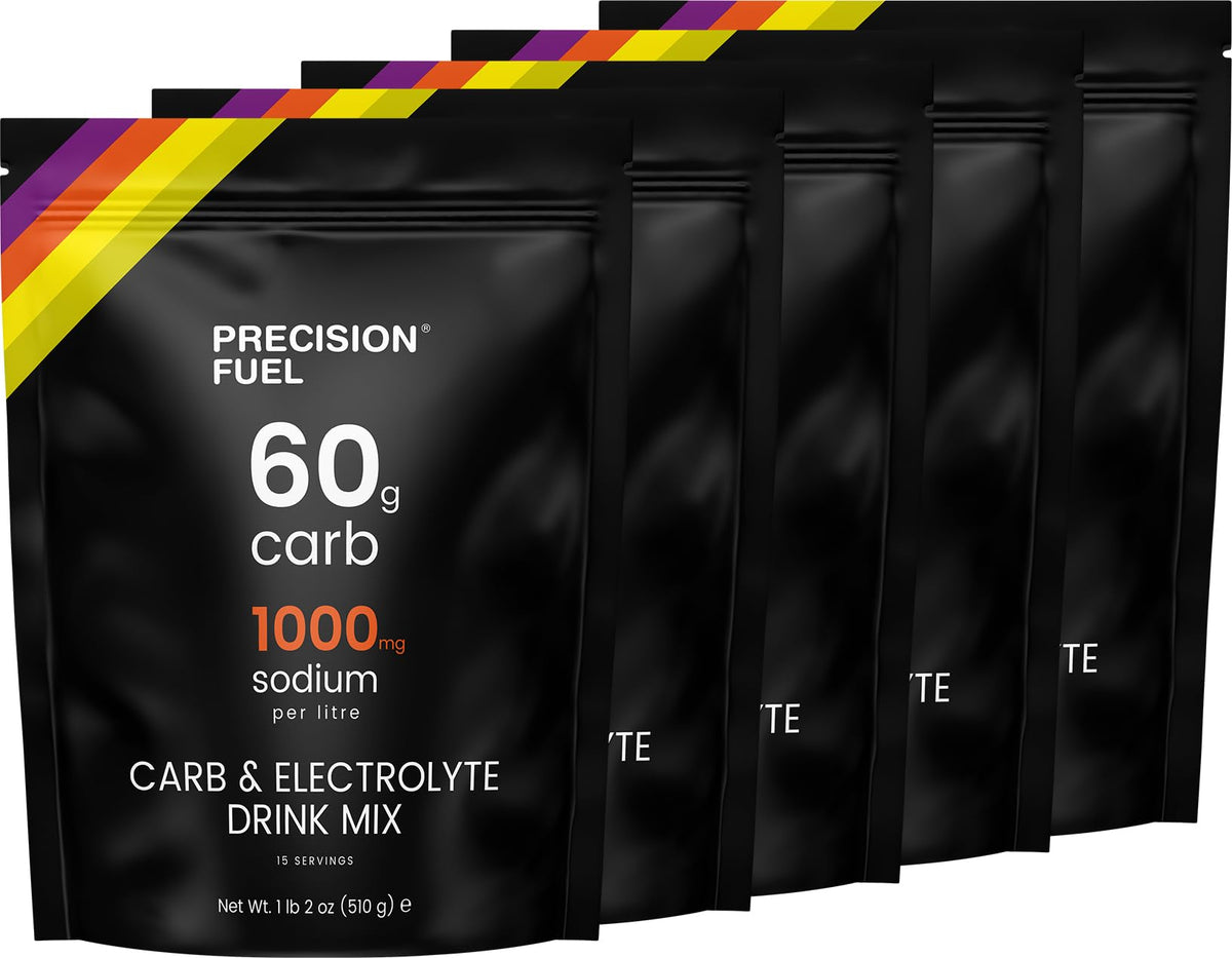 PF60 de Precision Hydration, polvo carbohidratos y electrolitos para energía rápida durante entrenamientos.