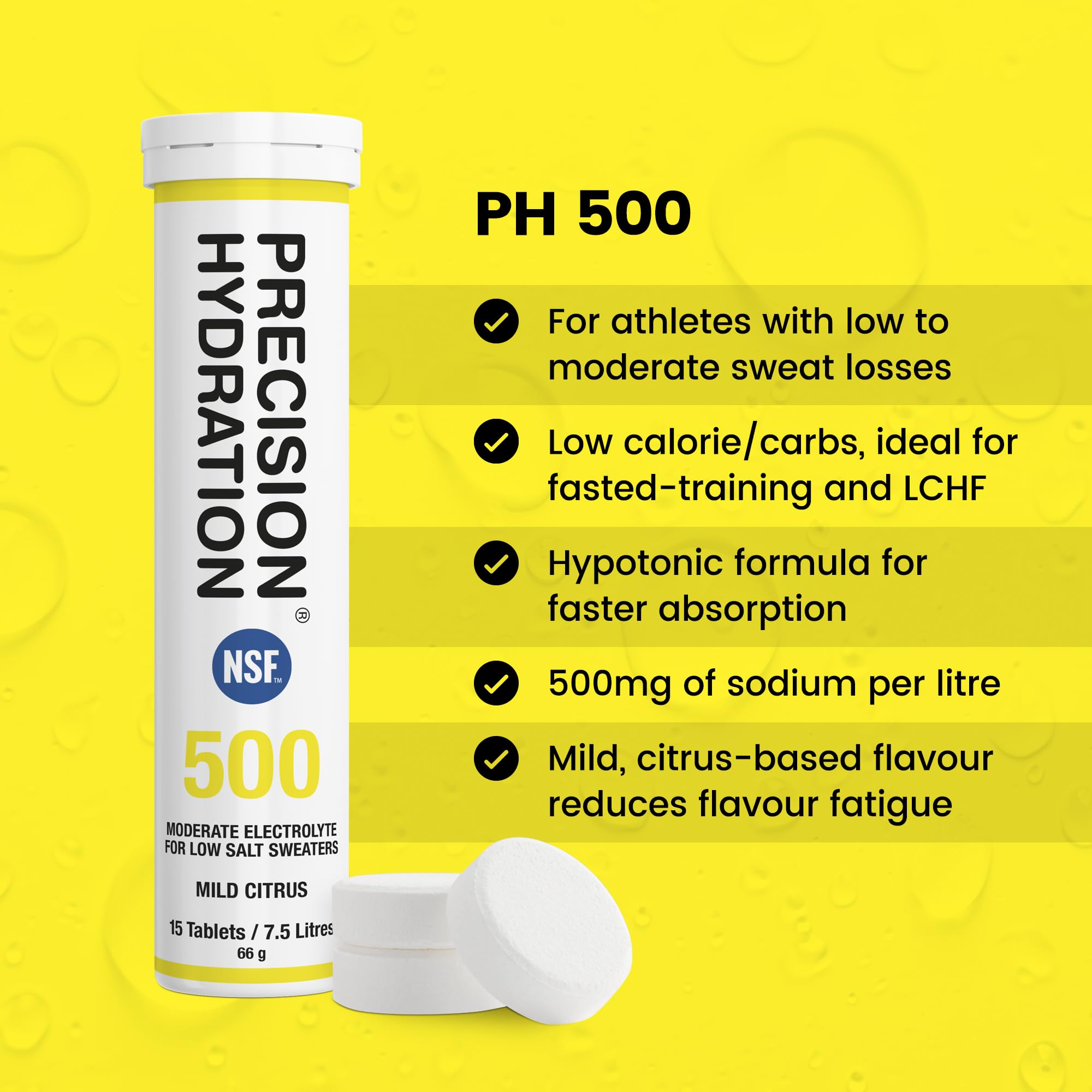 Precision Hydration tableta 250 mg por litro, ajuste ligero de sodio