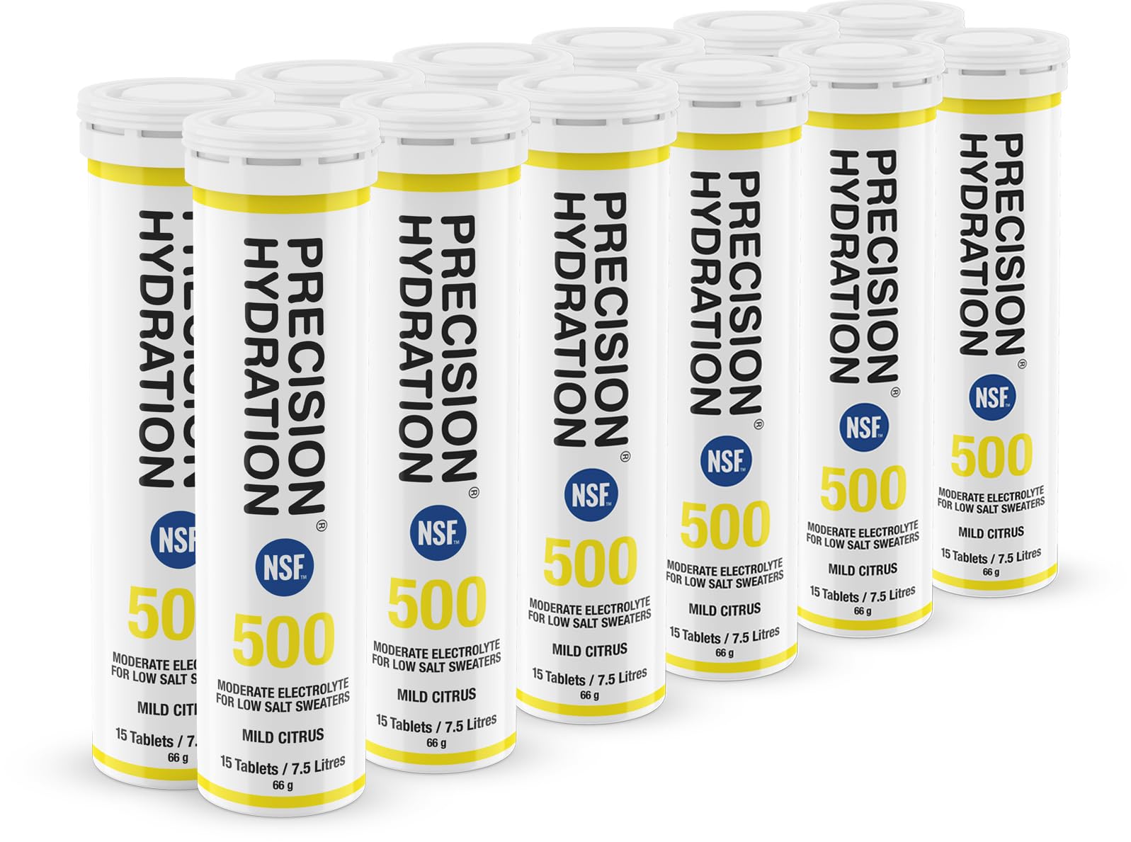 Precision Hydration tabletas efervescentes en empaque amarillo, rápida hidratación