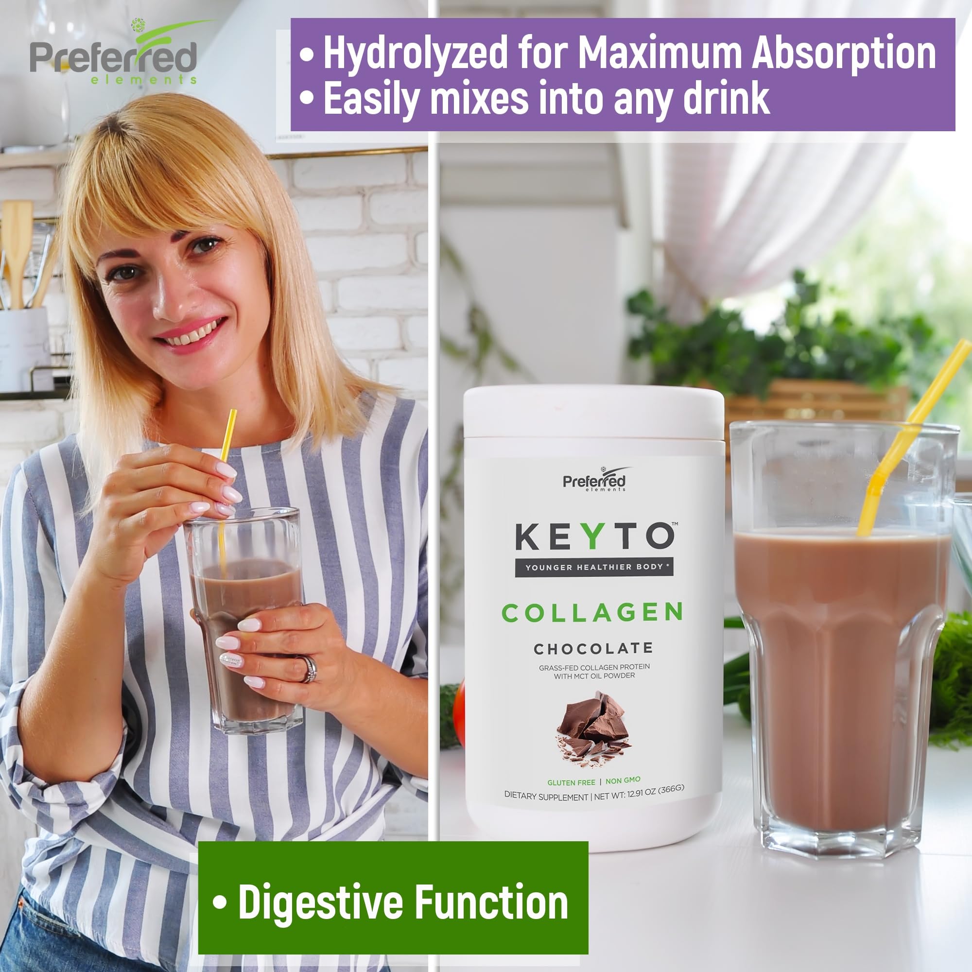 Batido KEYTO chocolate en vaso, merienda proteica.