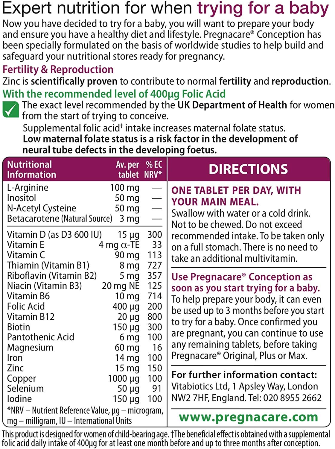 Pregnacare Concepción: cápsulas Omega-3, apoyo para la salud reproductiva y la fertilidad
