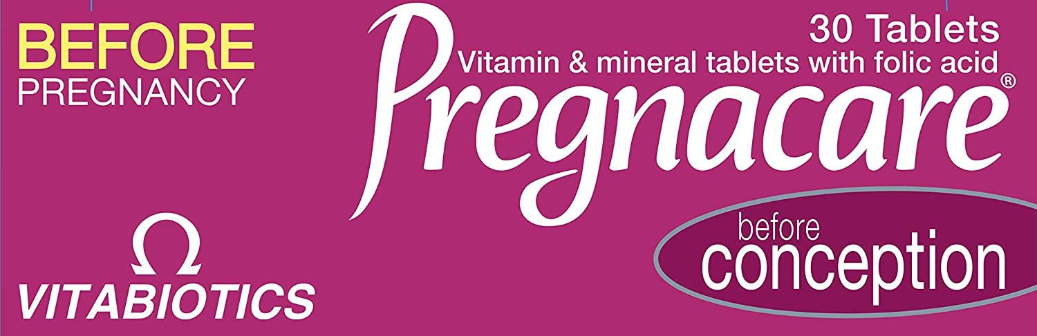 Pregnacare Concepción: envase con etiqueta, información clara para planificar la concepción