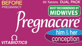Etiqueta de Pregnacare Concepción con dosis recomendadas