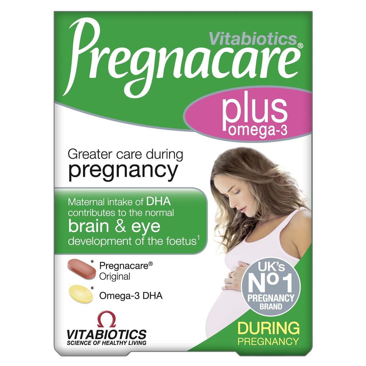 Pregnacare Plus Omega-3: botella para apoyo nutricional durante el embarazo
