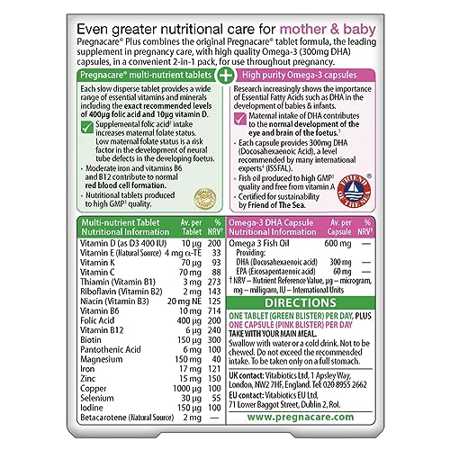 Pregnacare Plus Omega-3: cápsulas para soporte del desarrollo y salud materna durante el embarazo
