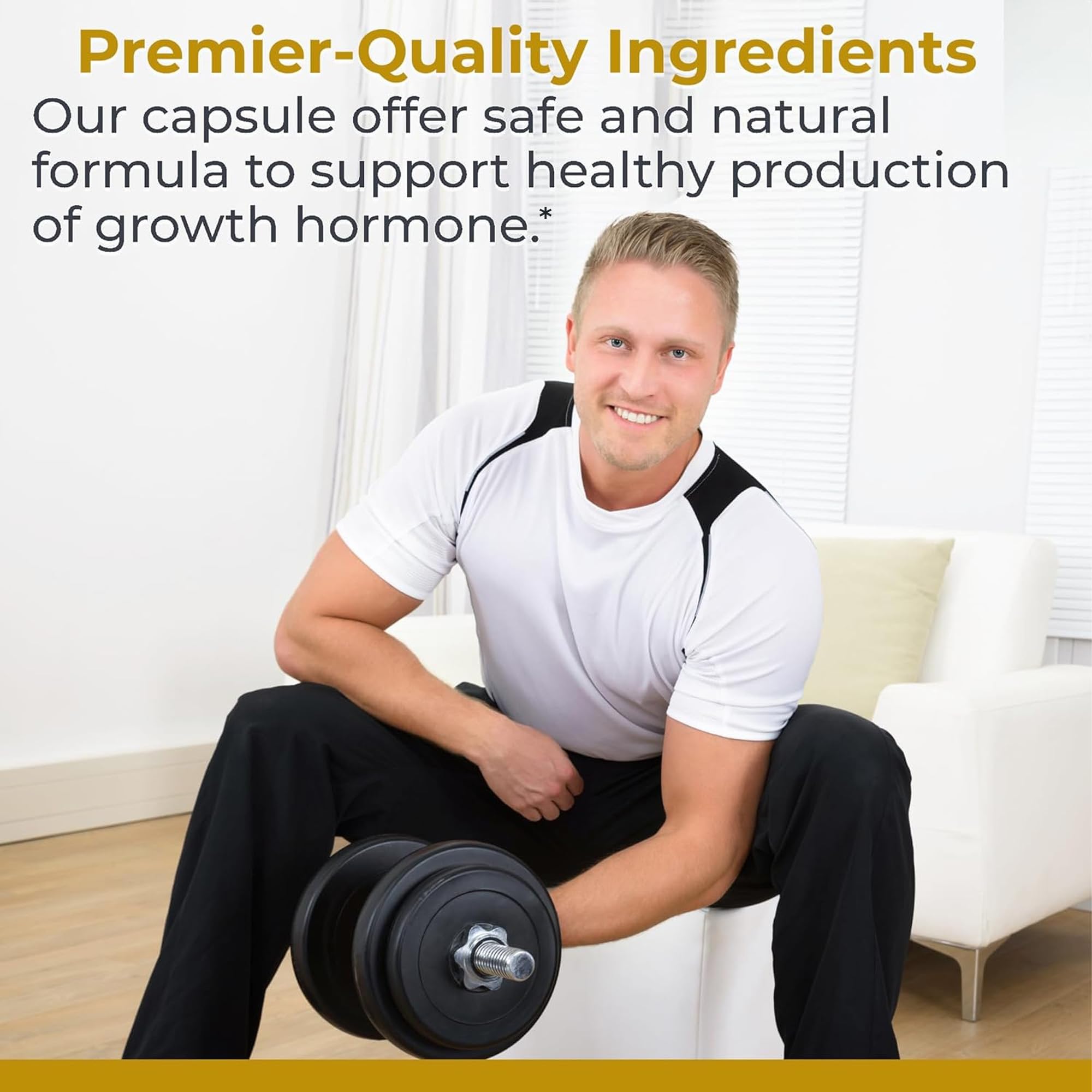 Premier Research Labs Amino HGH: etiqueta clara para identificar ingredientes esenciales.