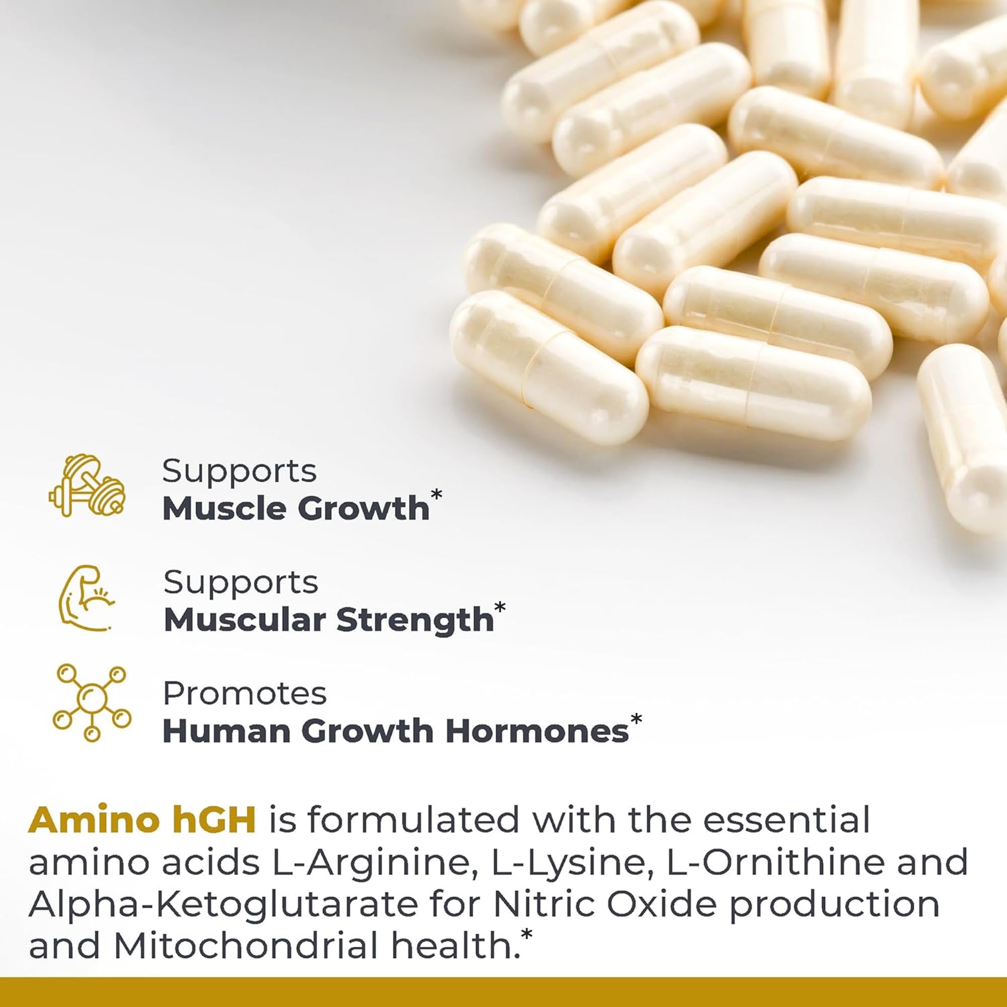 Premier Research Labs Amino HGH: manos sosteniendo cápsulas para uso diario.