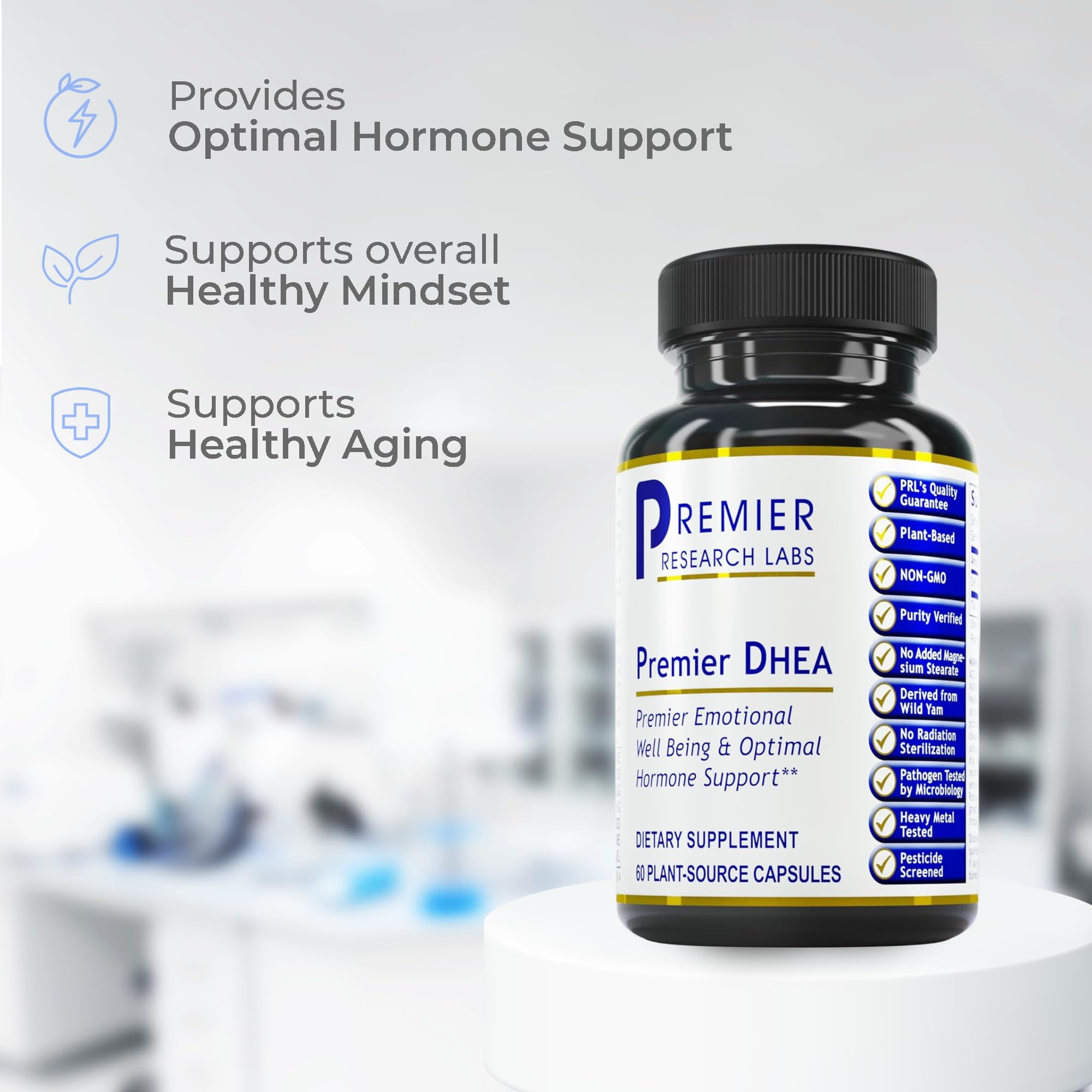 Premier DHEA, cápsula de 25 mg para soporte hormonal diario