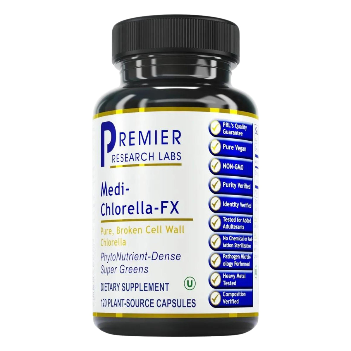 Premier Research Labs Medi Chlorella FX envase de 120 cápsulas para detox suave