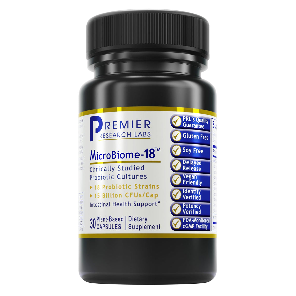 Premier Research Labs MicroBiome-18: botella de cápsulas para apoyo digestivo diario