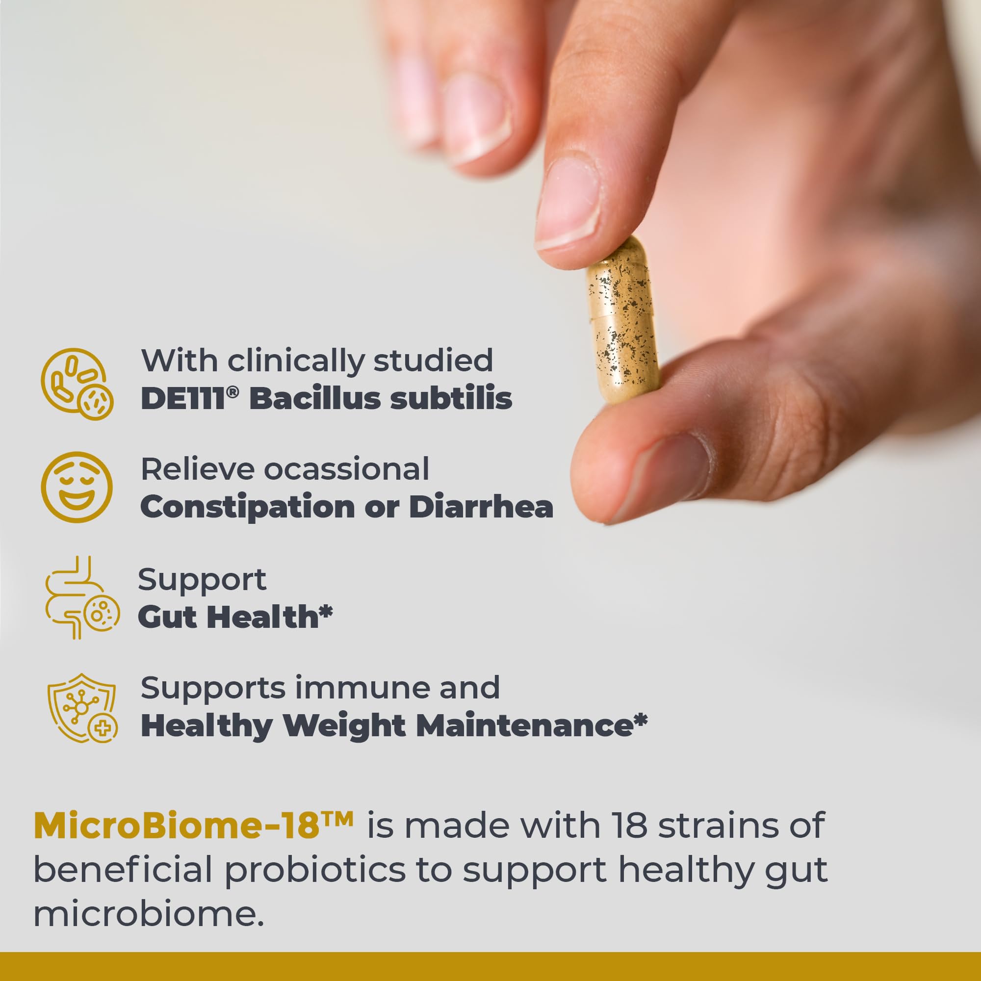 Premier Research Labs MicroBiome-18: etiqueta del producto con uso recomendado