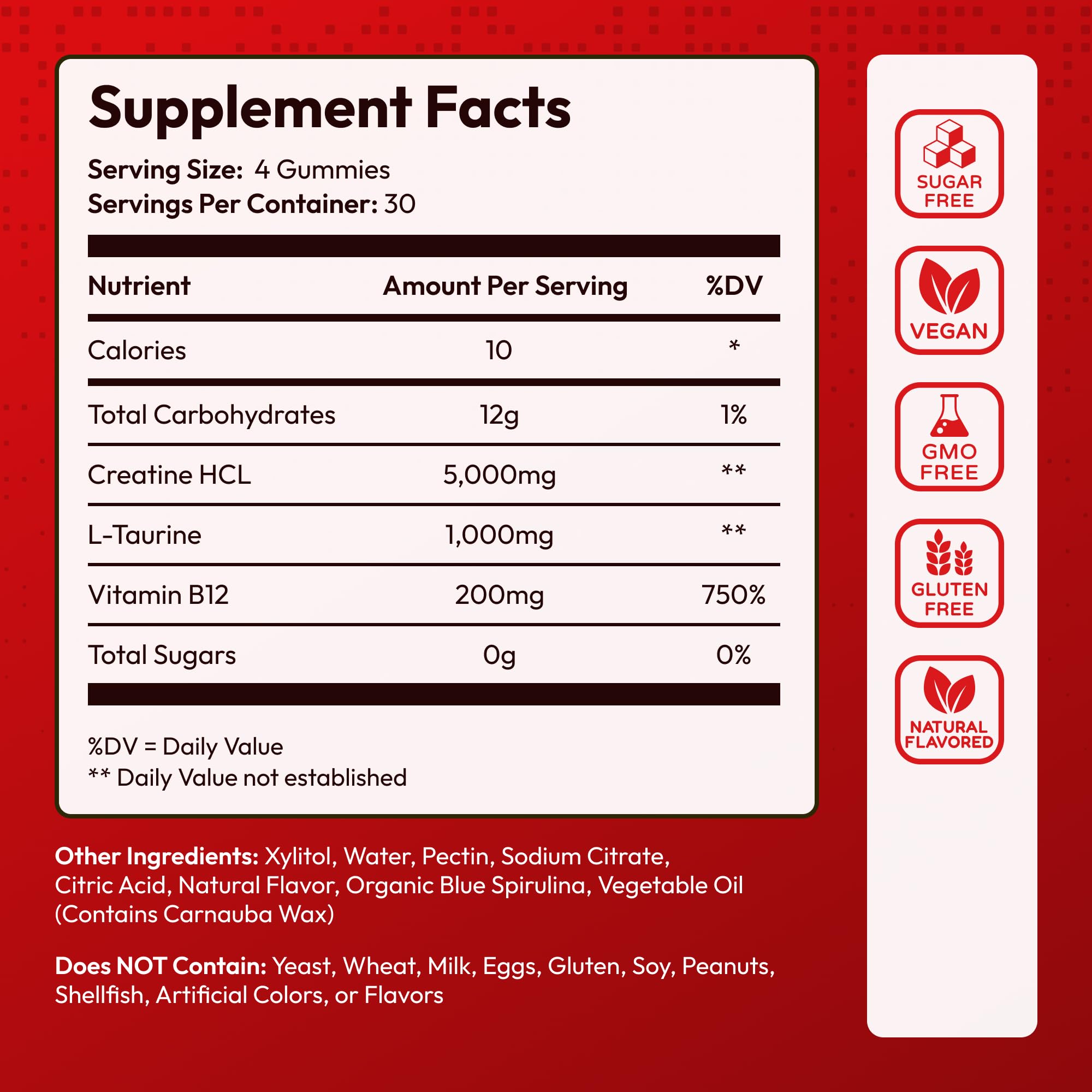 Premium Select Nutrition Creatina HCL gominas, presentación de 60 porciones