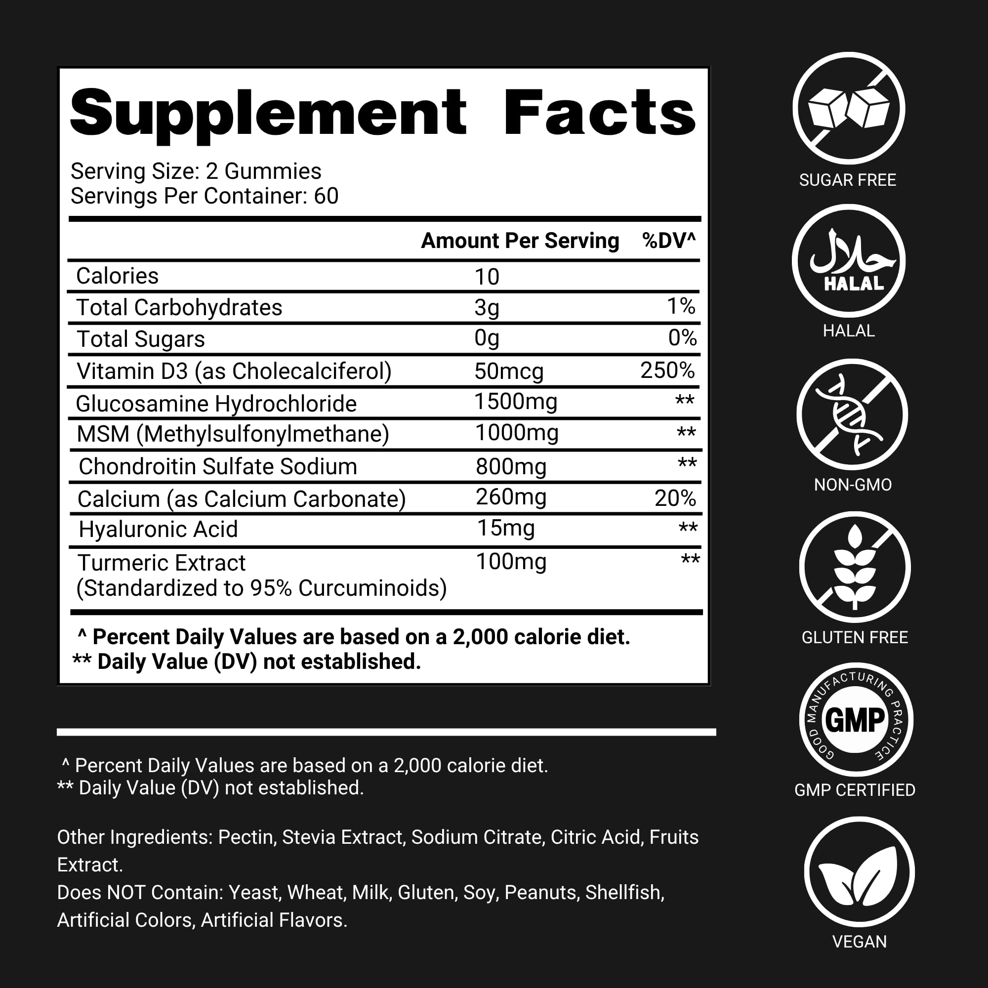 Ingredientes clave: MSM, cúrcuma, calcio y vitamina D3 en Premium Select Nutrition.