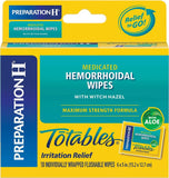 Preparación H: toallitas portátiles en empaque frontal para uso cómodo.