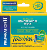 Preparation H Totables con hamamelis en empaque individual para uso higiénico diario