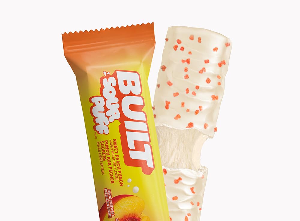 Presentación en estuche de 12 barras de Built Bar Sour Puff