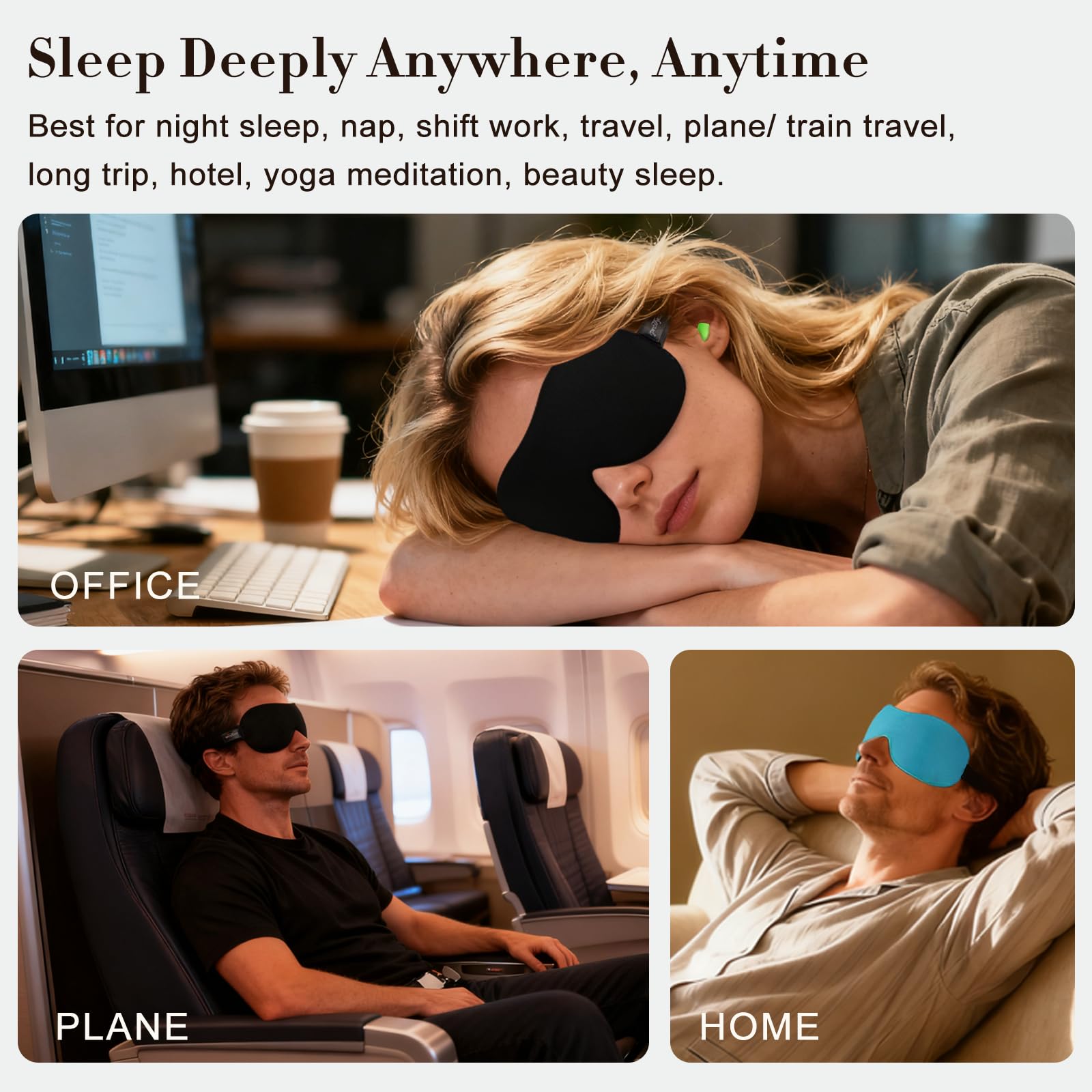 PrettyCare diseño 3D, cavidades oculares amplias para confort nocturno