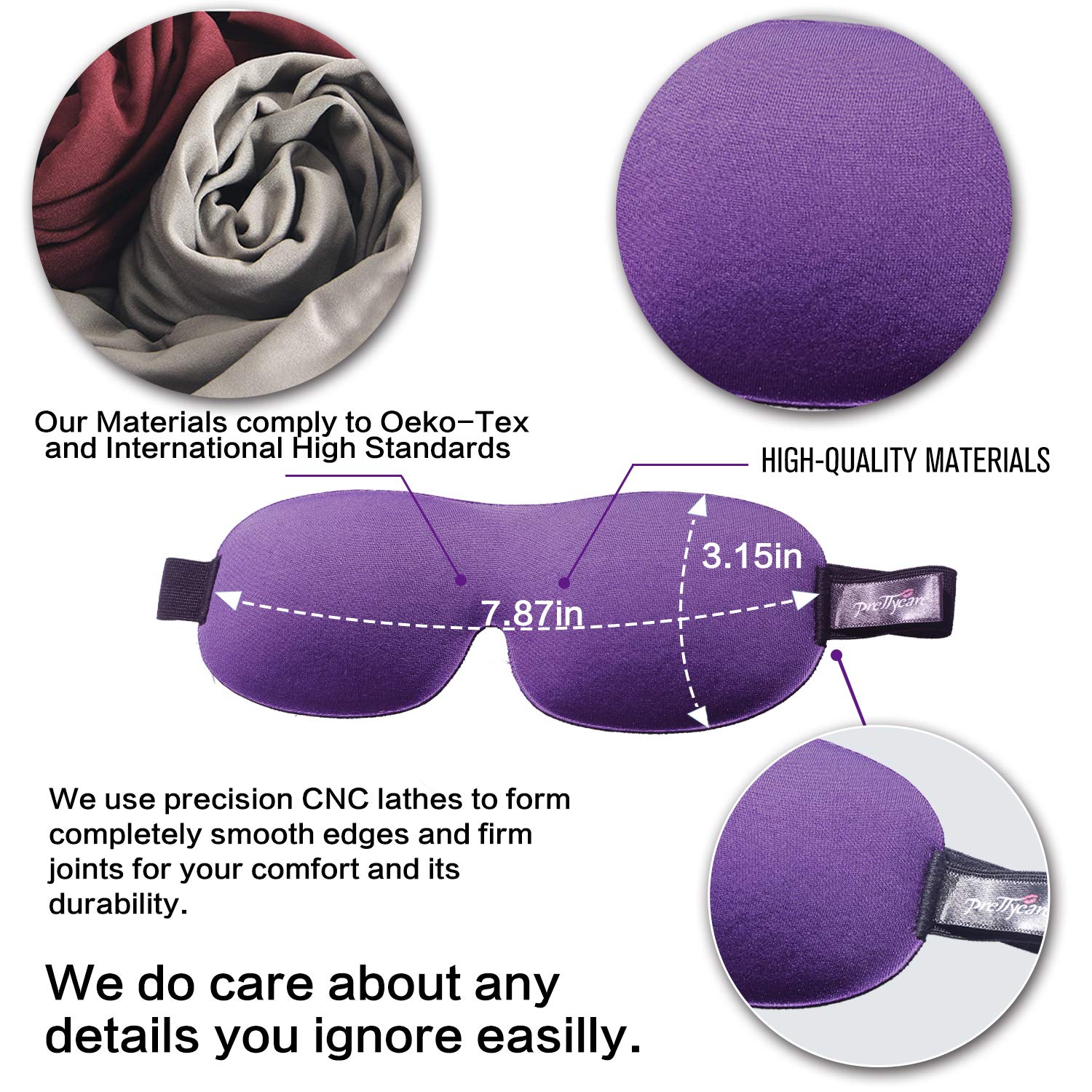 PrettyCare máscara dormir ajuste cinta 9-20 cm para todas las caras.