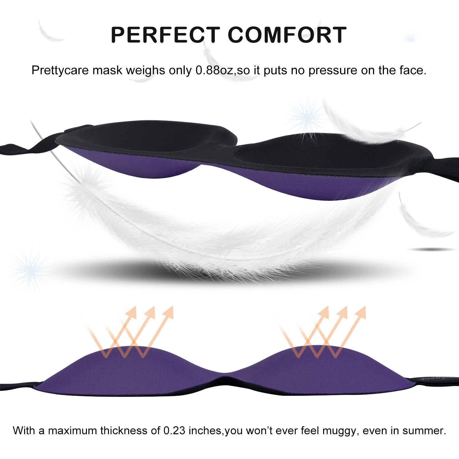 PrettyCare máscara dormir puente nasal alzado para mejor ajuste.