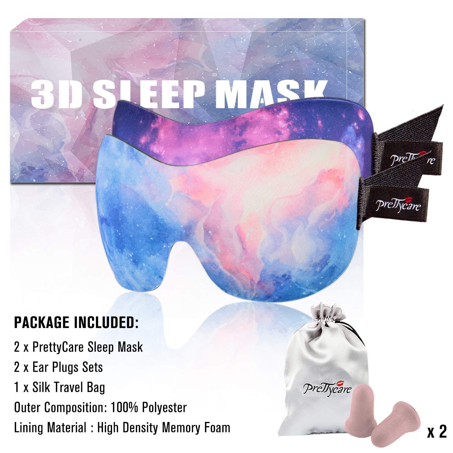 PrettyCare mascarilla 3D, vista trasera con correa ajustable