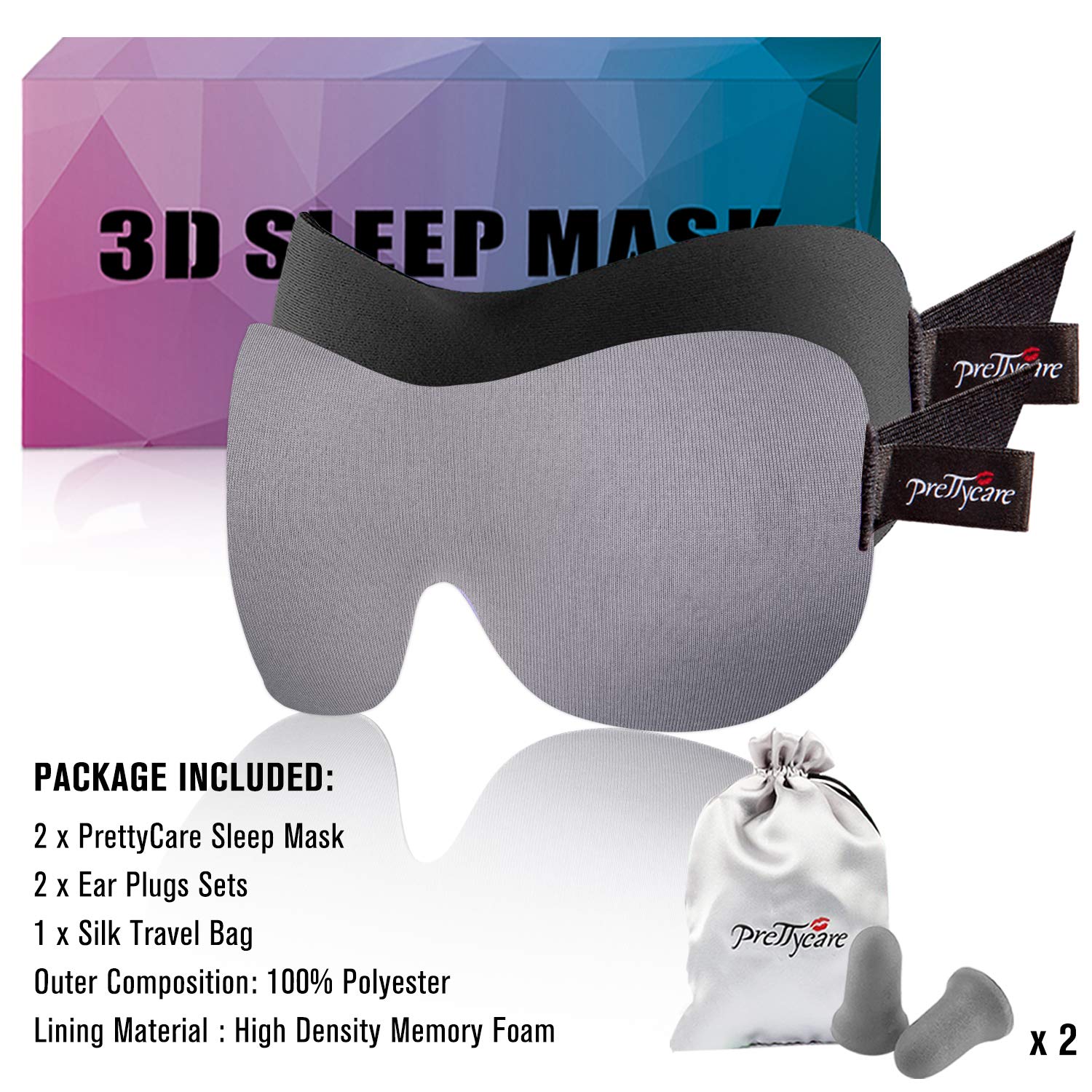 PrettyCare uso para dormir de lado con mascara 3D ofrece soporte cómodo.