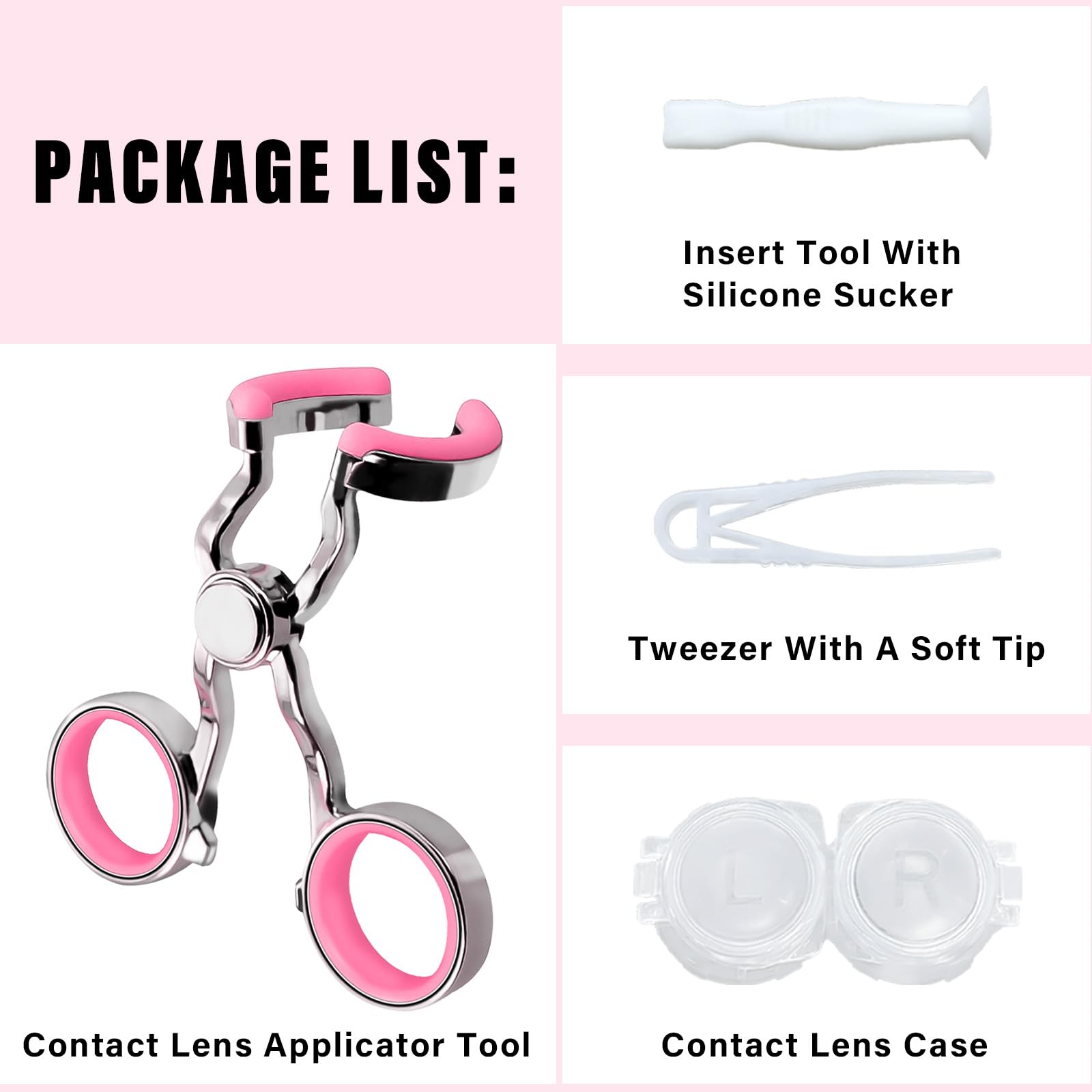 Kit de lentes Prettypum en rosa, ligero y práctico para viajes.