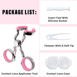 Kit de lentes Prettypum en rosa, ligero y práctico para viajes.
