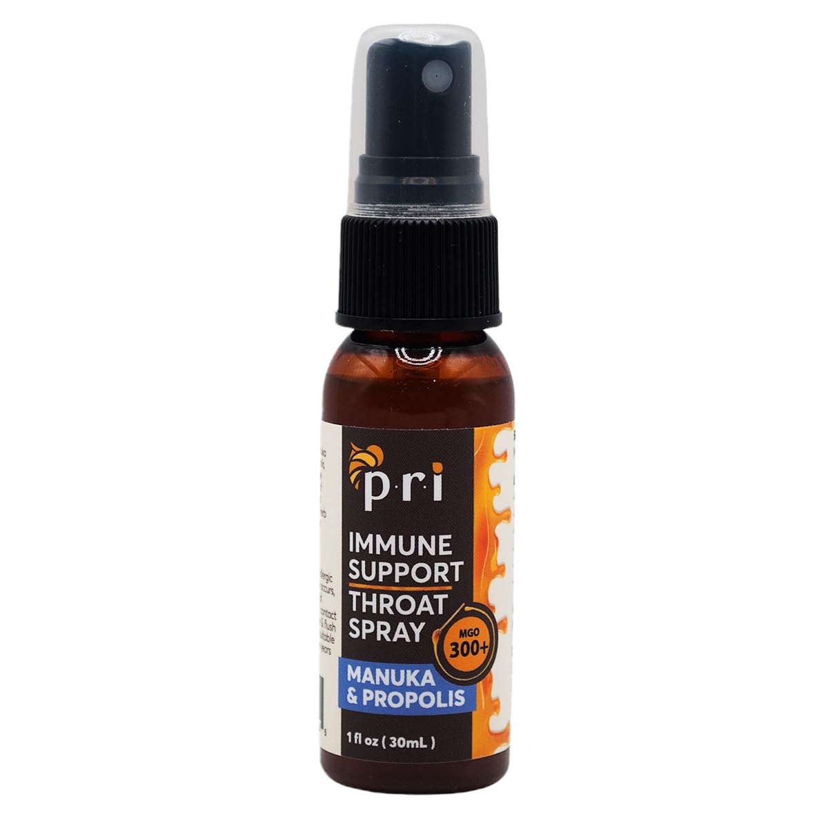 P.R.I. spray garganta: botella de 1 oz para alivio suave diario.