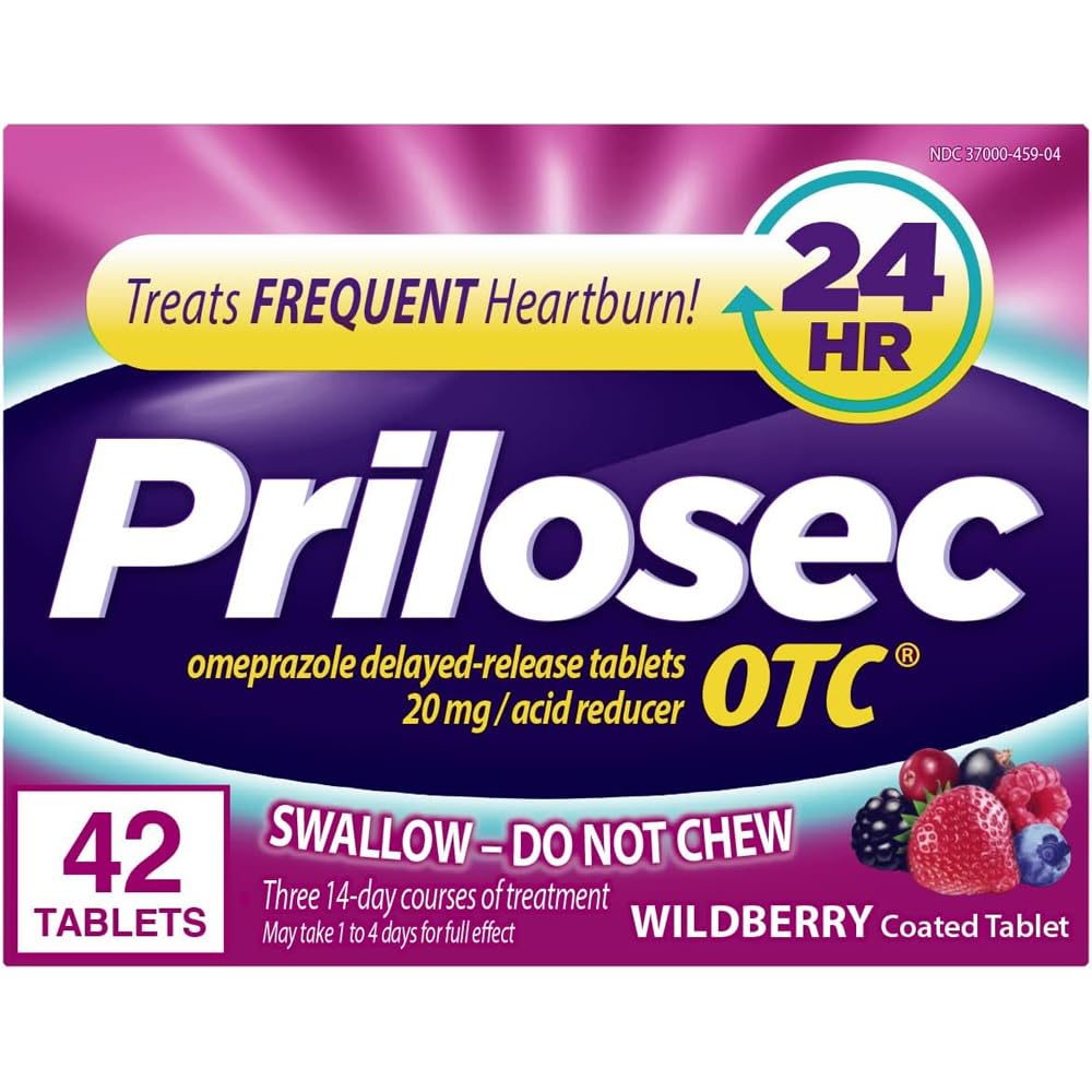 Prilosec OTC tabletas Wildberry en blíster, uso diario para molestias estomacales