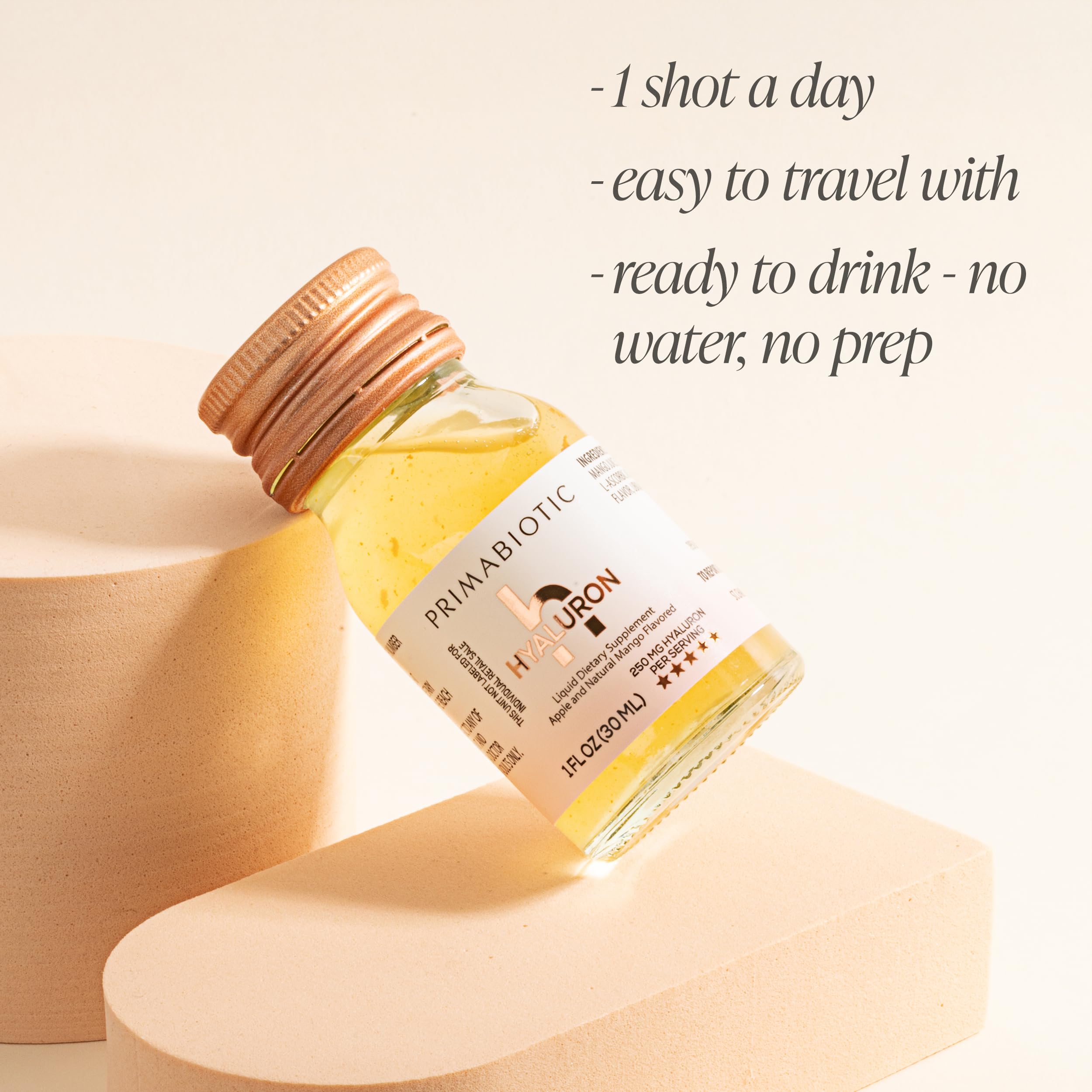 PRIMABIOTIC ácido hialurónico mango, vaso medidor para dosis precisa.