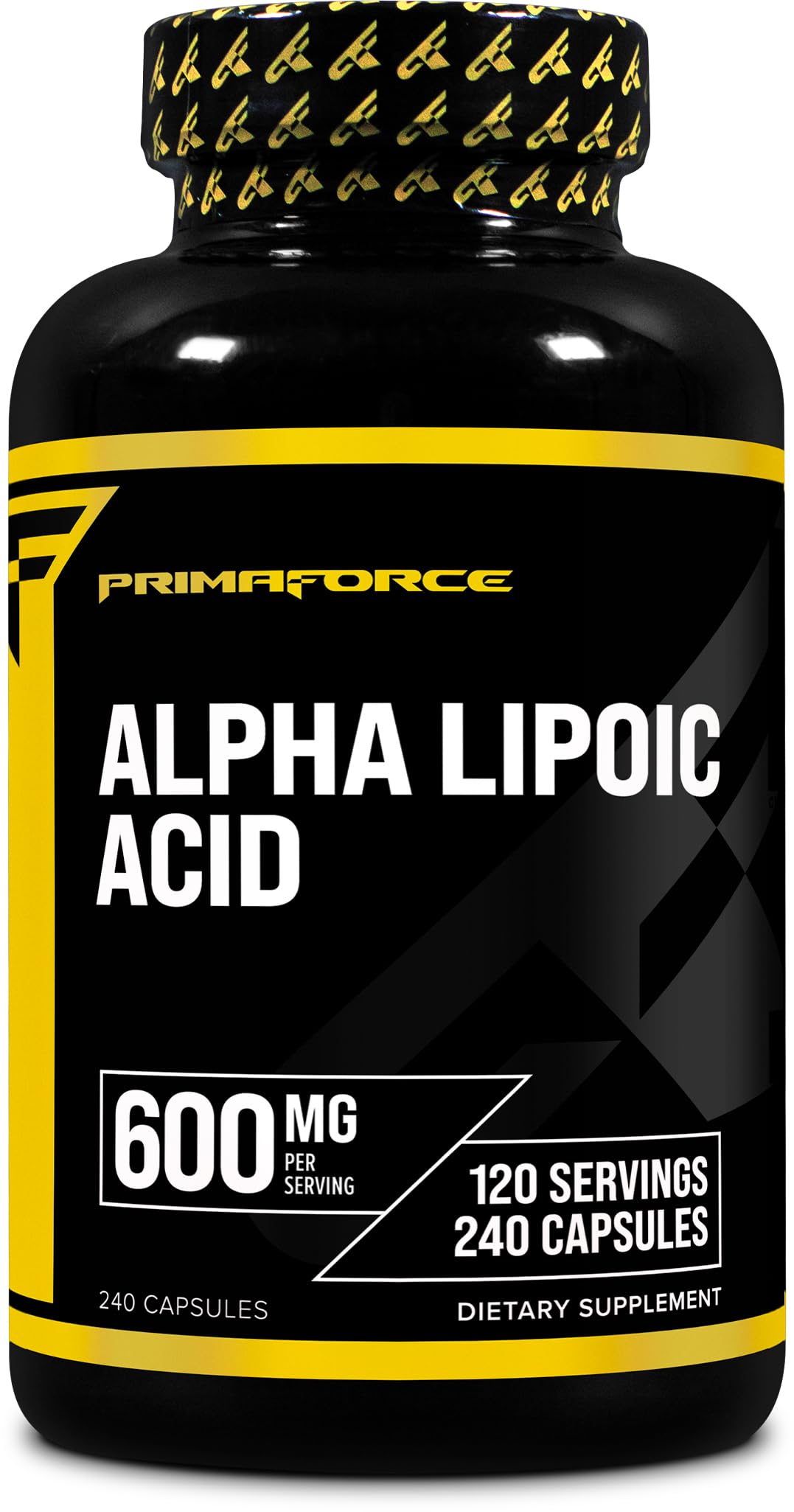 Primaforce alfa-lipoico 600 mg botella, soporte antioxidante para uso diario