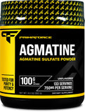 Primaforce agmatina sulfato en botella: polvo fino para entrenamientos.