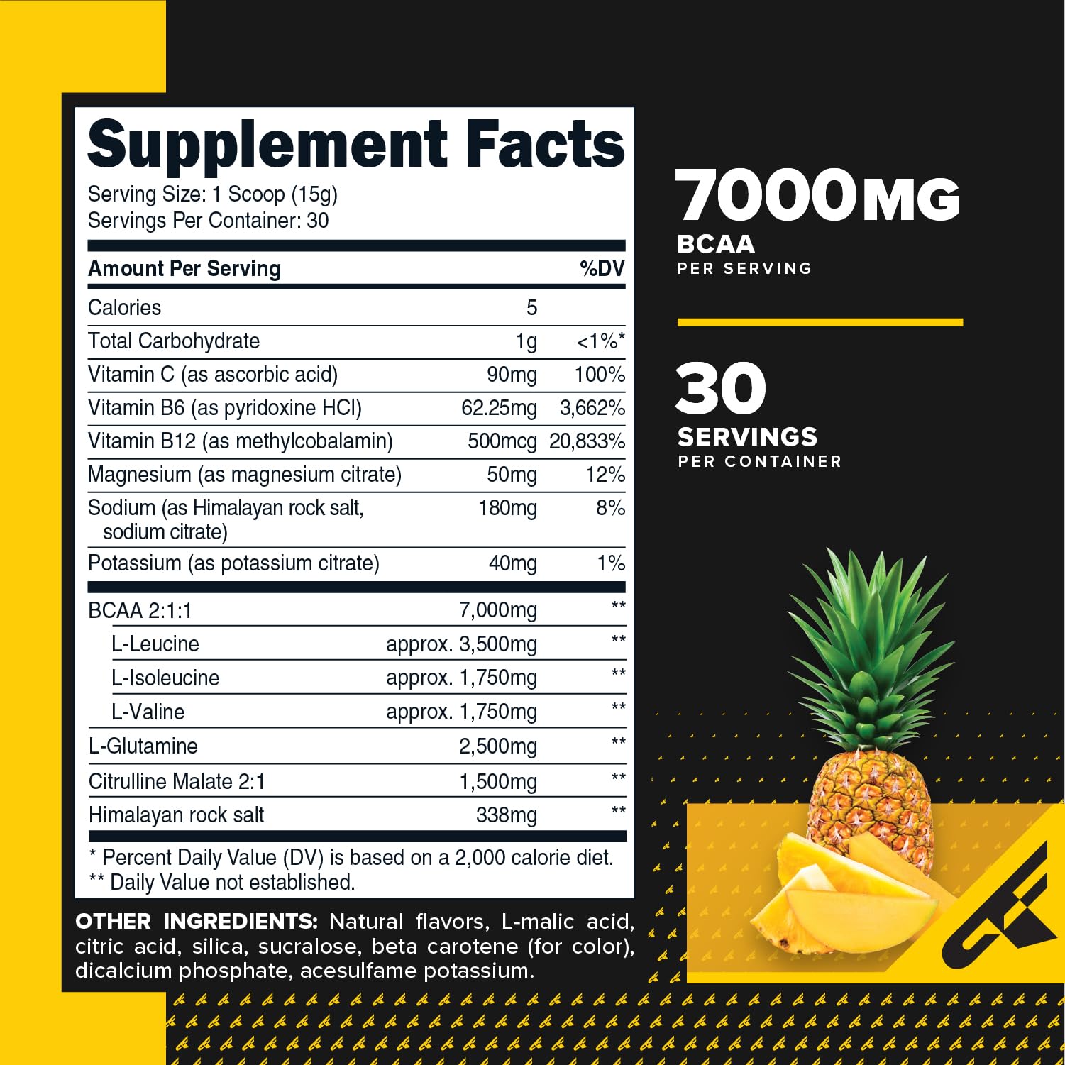 Primaforce BCAA Piña Mango con medidor para preparación rápida y conveniente.