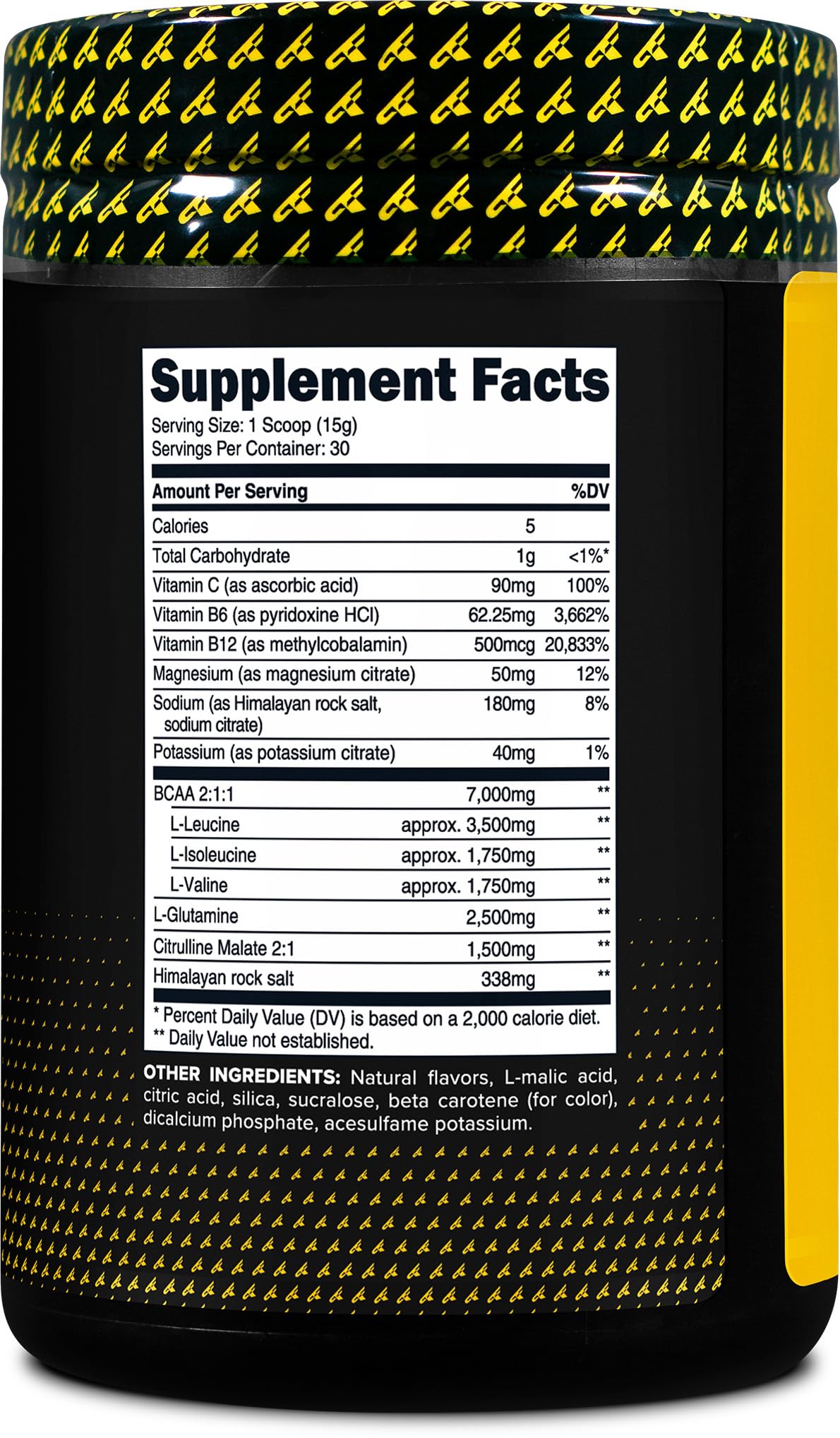 Primaforce BCAA Piña Mango con sal real para reponer electrolitos.