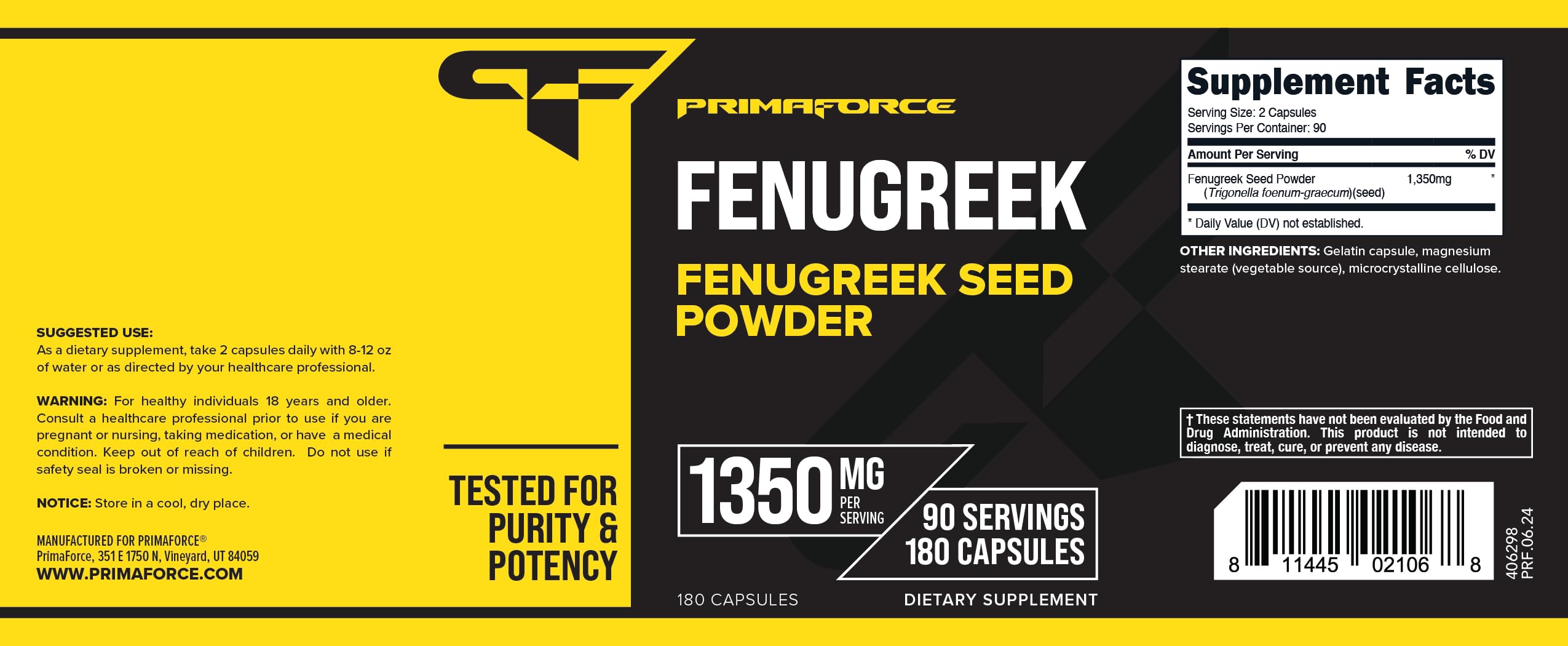 Primaforce fenogreco cápsulas en mano, listo para consumir.