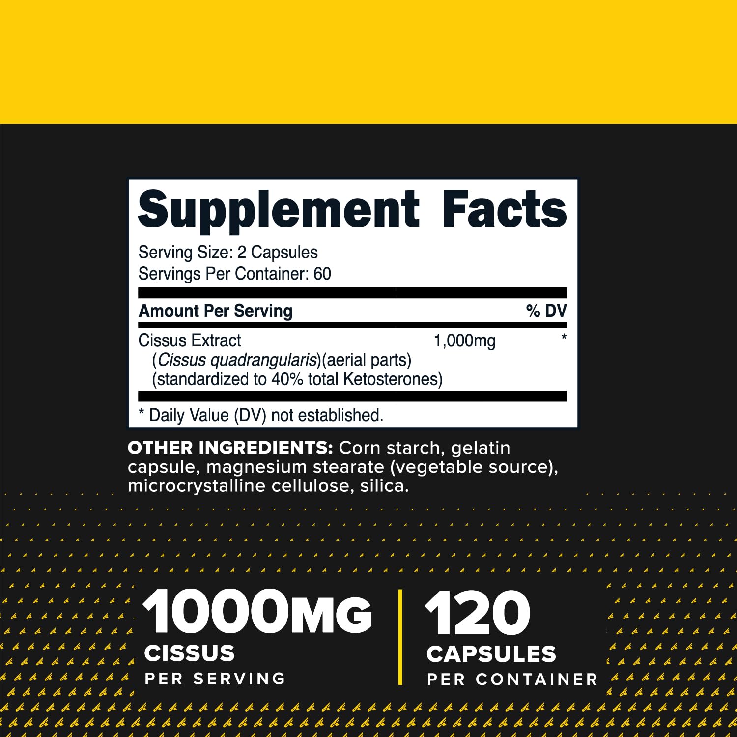 Primaforce Cissus Quadrangularis Extract en bote de 120 cápsulas para uso diario