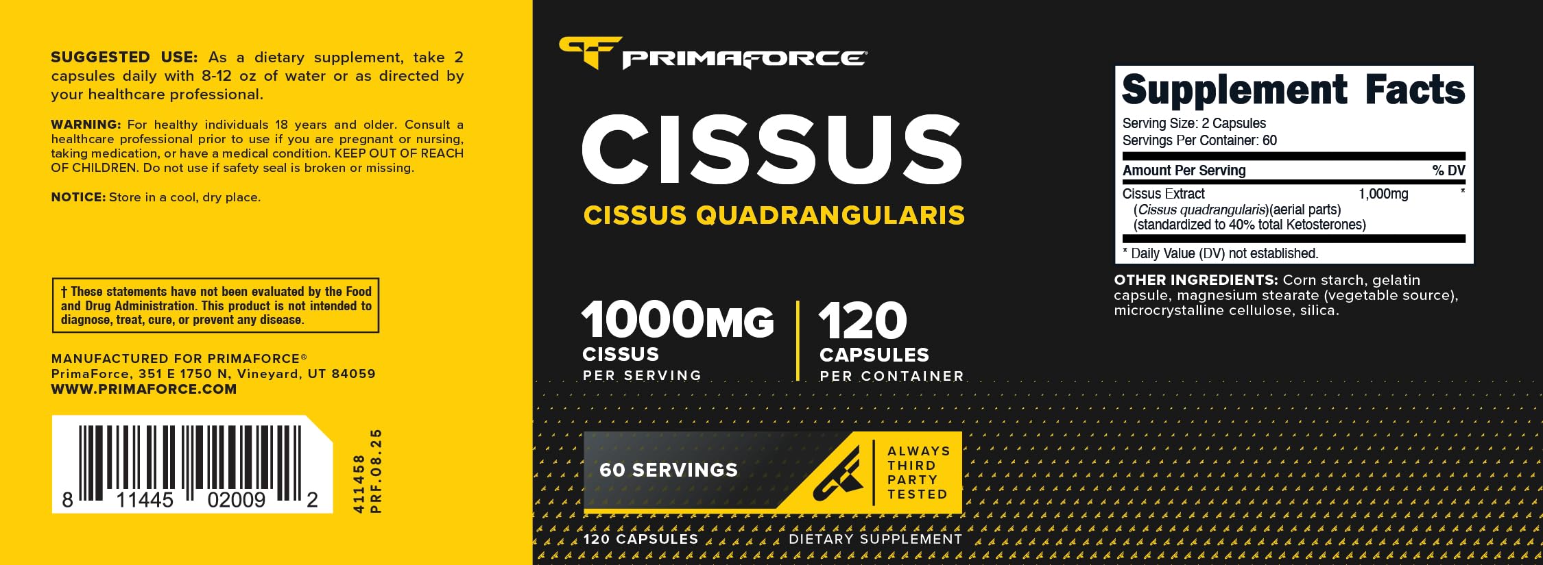 Primaforce Cissus Quadrangularis Extract ideal para rutinas de entrenamiento y movilidad