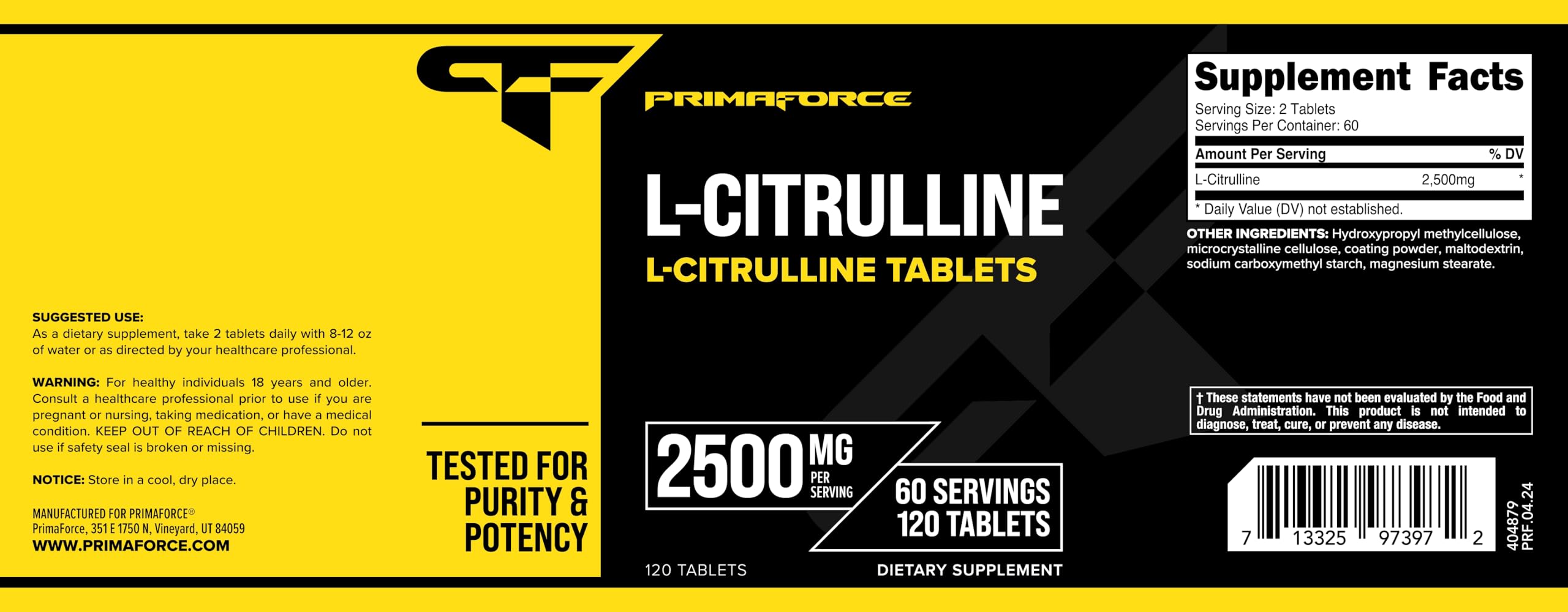 Primaforce L-Citrulina 2500mg, uso durante entrenamiento, energía para sesiones largas