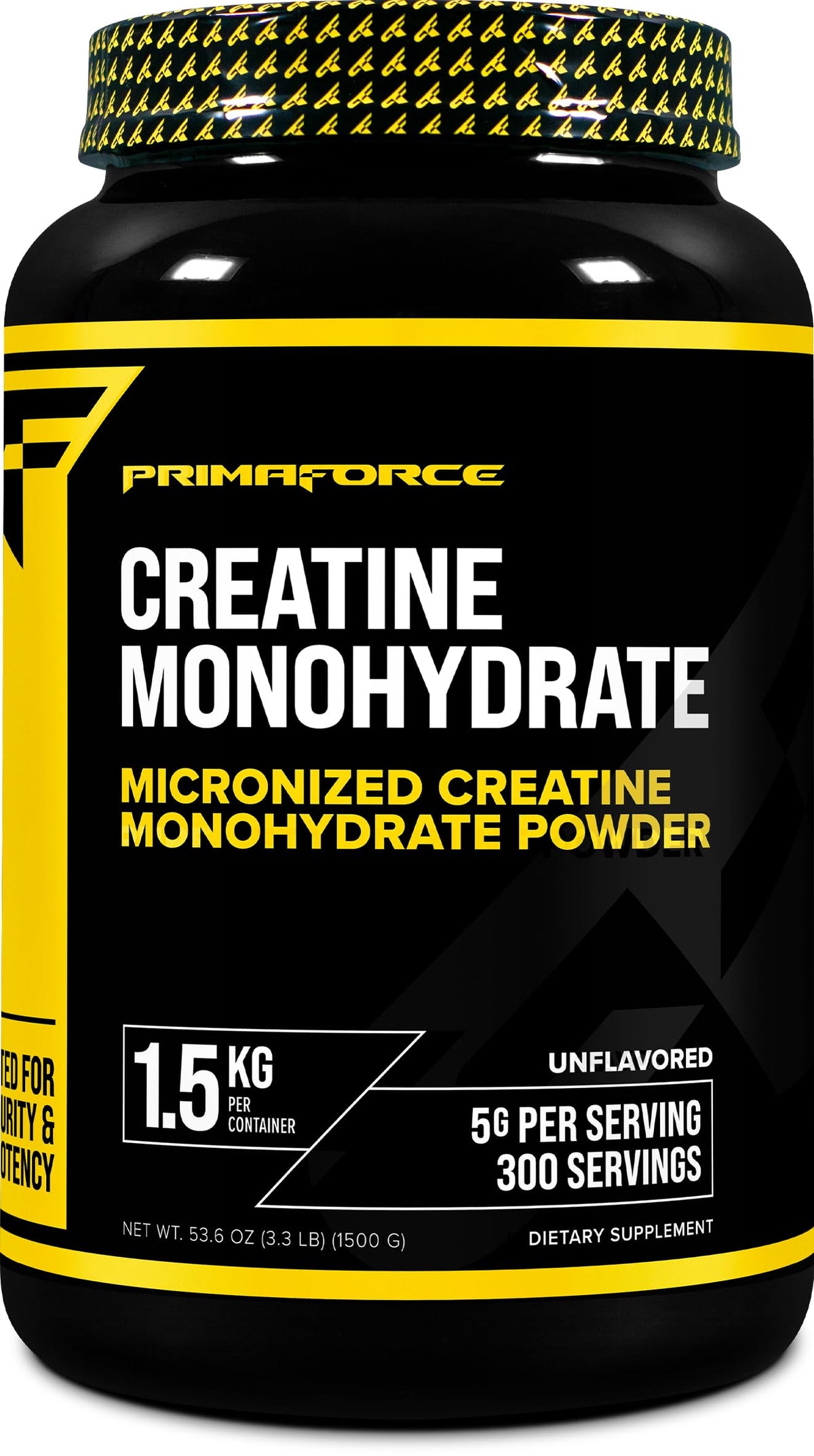 Primaforce creatina monohidratada, bote de 1,5 kg, fuente de energía para entrenos.