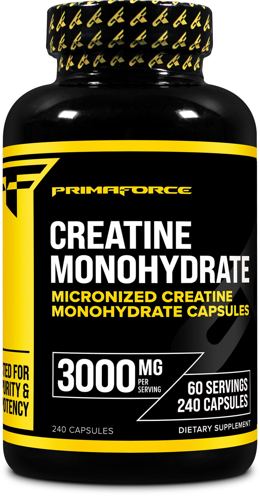 Primaforce Creatine Monohydrate Capsulas: bote de 240 para entrenamiento sostenido.
