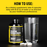 Primaforce Creatine Monohydrate Capsulas listas para tomar con agua, sin polvo.